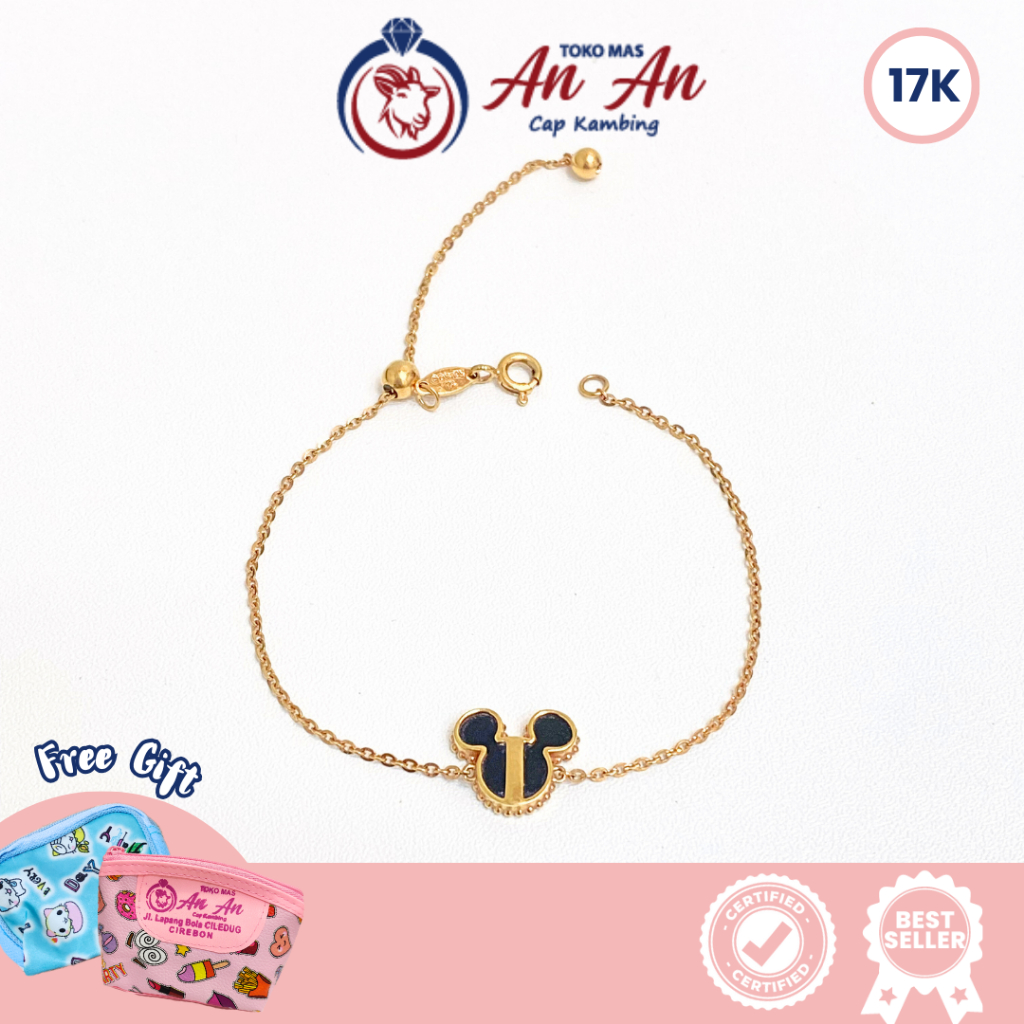 Gelang Emas 17k Mickey Serut Black And Gold An An Jewellery