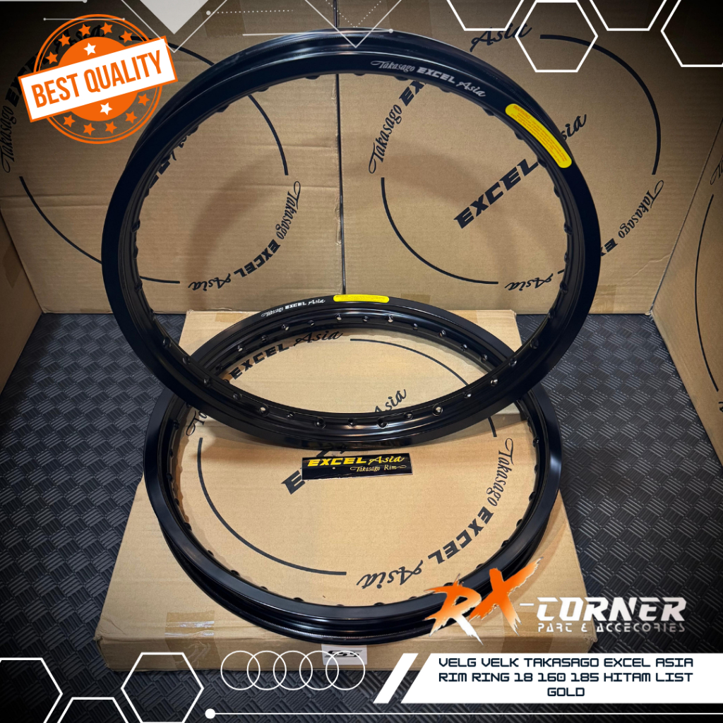VELG VELK TAKASAGO EXCEL ASIA RIM RING 18 160 185 HITAM LIST GOLD