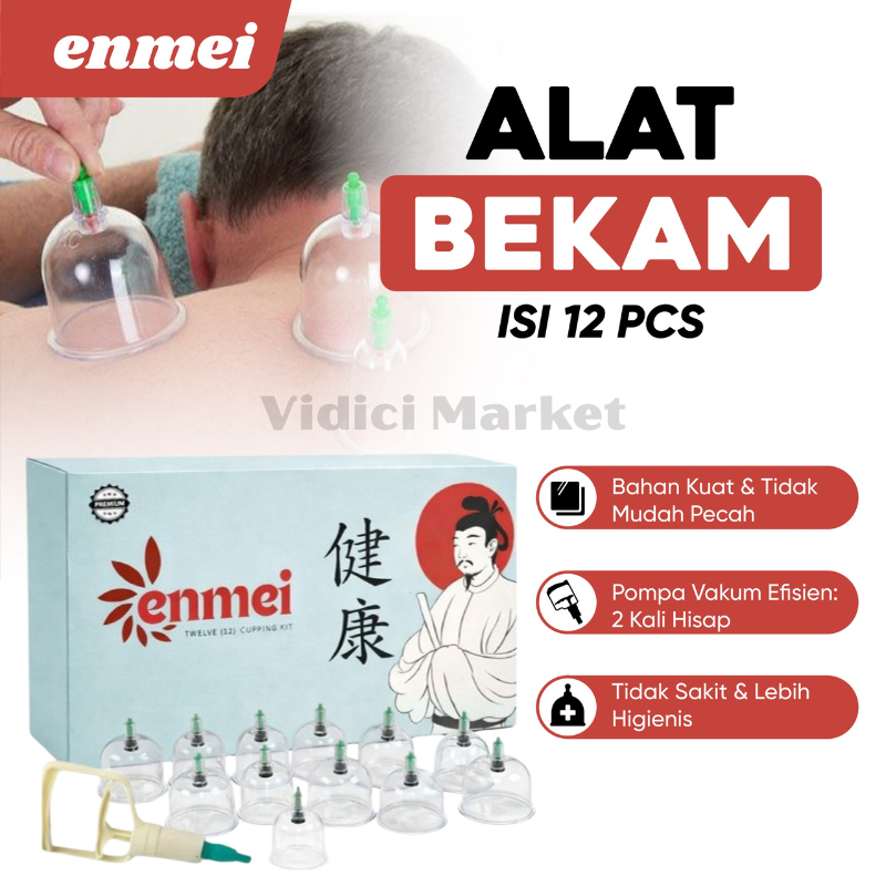 Alat Bekam Enmei 12 Pcs | Set Bekam Kop Angin Lengkap dengan Pompa / Alat Bekam Enmei 12 Pcs Lengkap