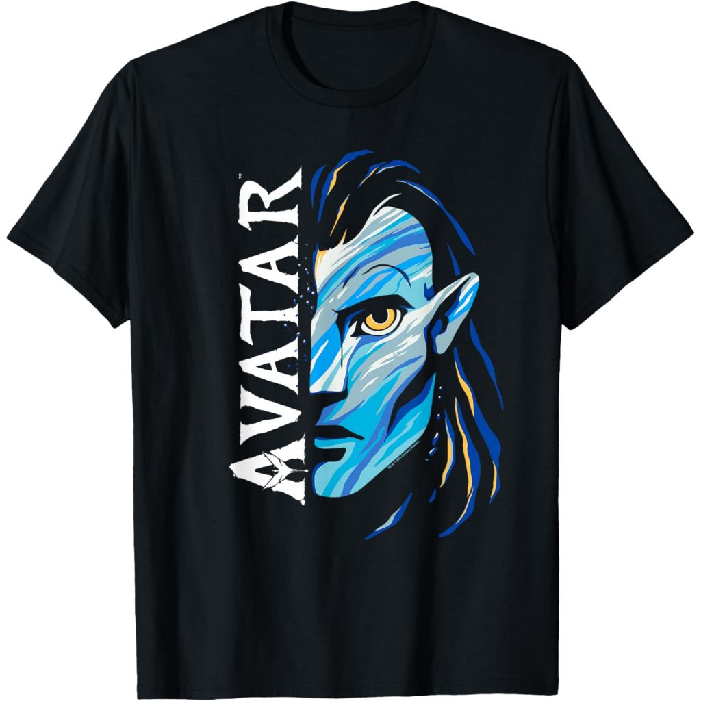 Baju kaos Avatar The Way of Water Jake Sully Split Avatar Face T-Shirt