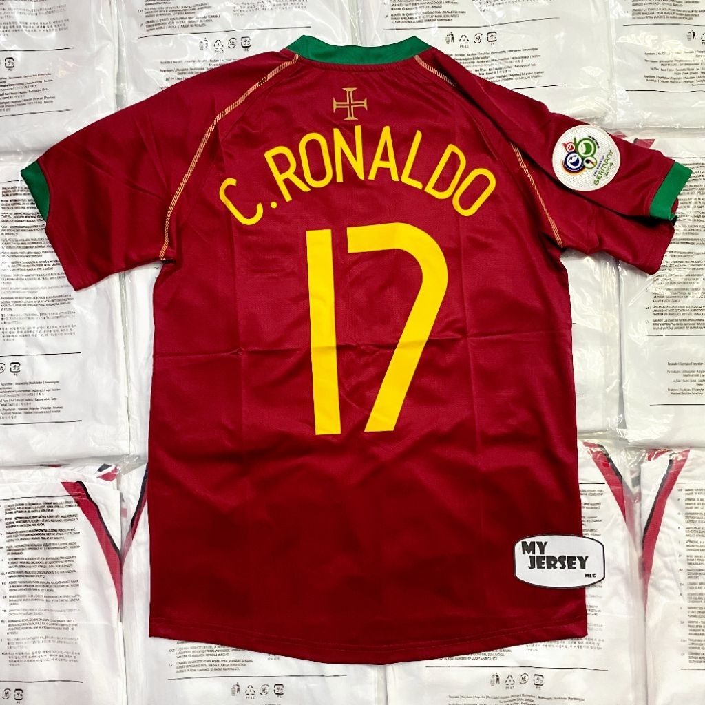 JERSEY RETRO VINTAGE PORTUGAL 2006 HOME LENGAN PENDEK SPORT