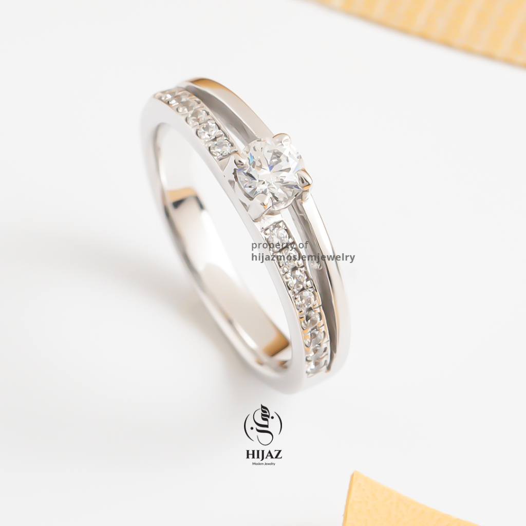 Cincin Wanita Emas Putih 6K Garansi Resize Gratis Box Cincin