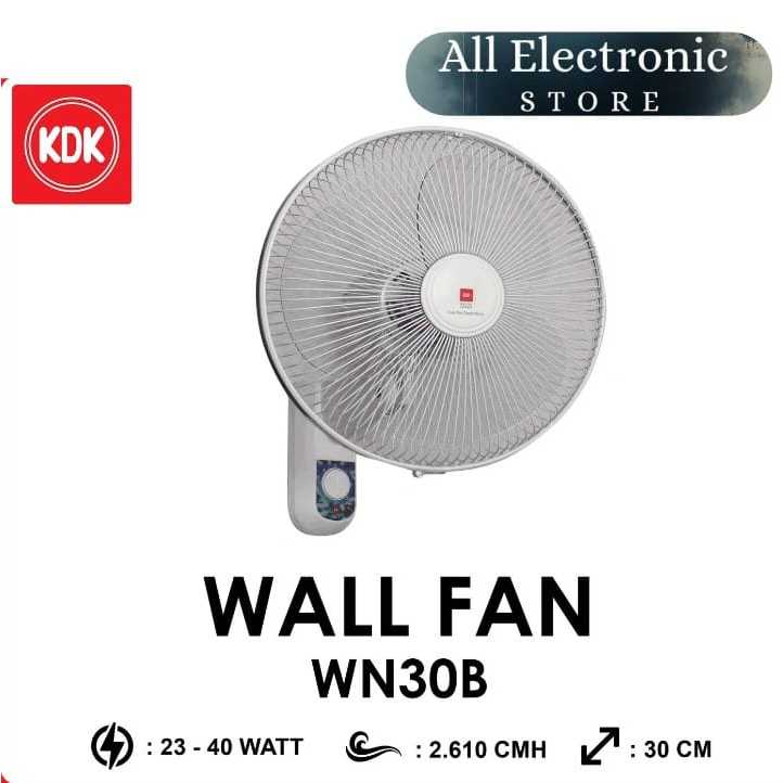 KDK Wall Fan WN30B 30 cm/12 inch Kipas Angin Dinding WN30/WN-30B 3 Kecepatan Angin & Motor Thermal F