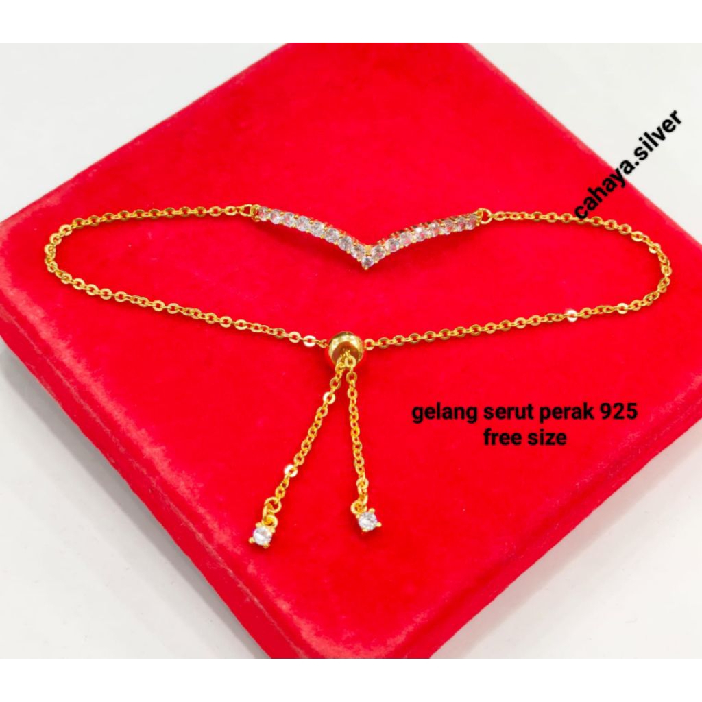 Gelang Perak 925 Asli Lapis Emas Model Gelang Serut Fuji