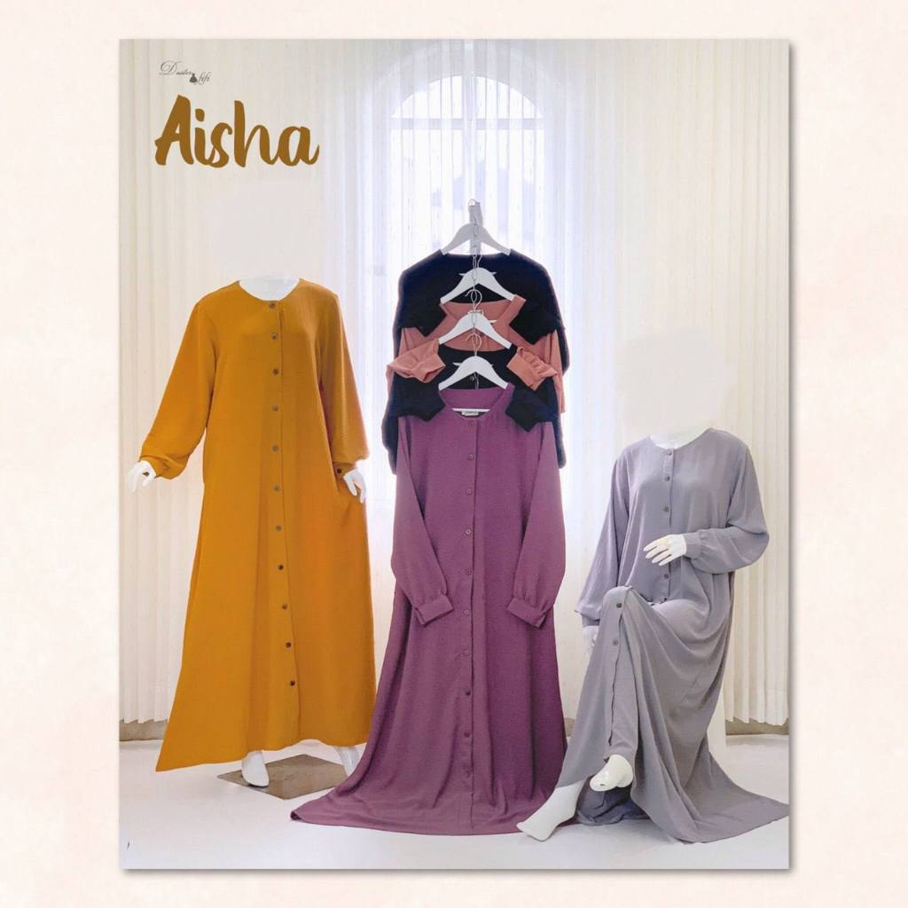Aisha Gamis by Daster Fifi | Cotton Crinkle Airflow Premium Dress Gamis Kancing Busui Akhwat Gamis