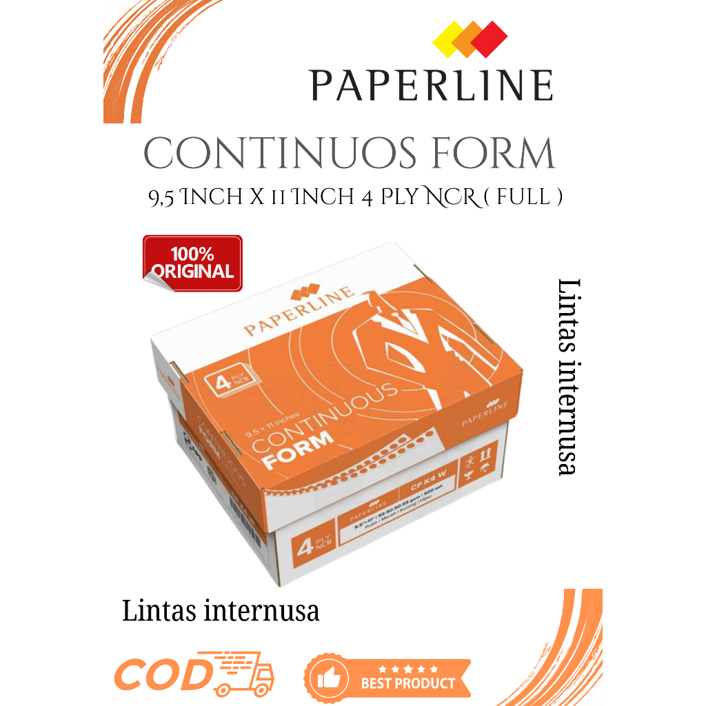 Continuous Form Ukuran 9,5 Inch x 11 Inch 4 Ply NCR Merk Paperline