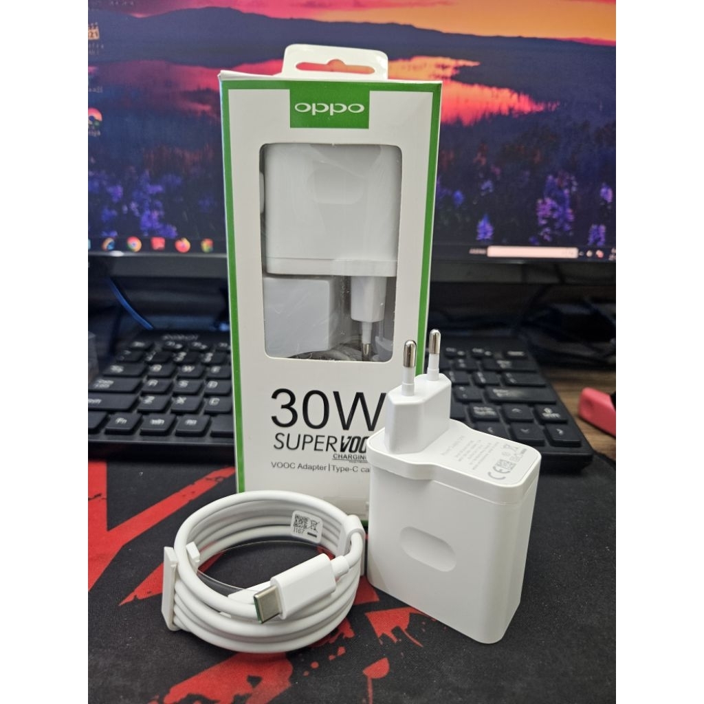 Charger HP Oppo Tipe C 30W Putih - Fast Charging, Kompatibel Reno 5F