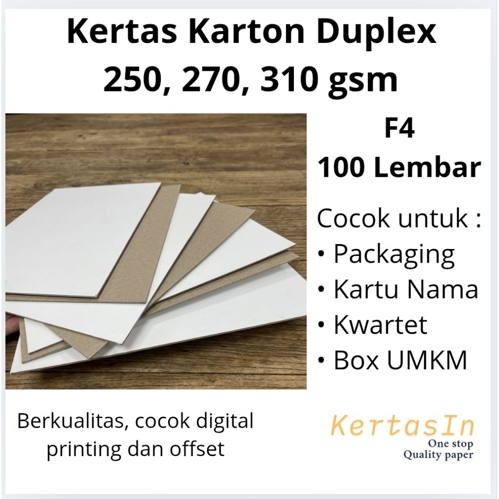 Kertas Karton Duplex Tebal F4 100 Lembar | 250 310 350 gsm | Cocok untuk Packaging Kalendar Box Serb