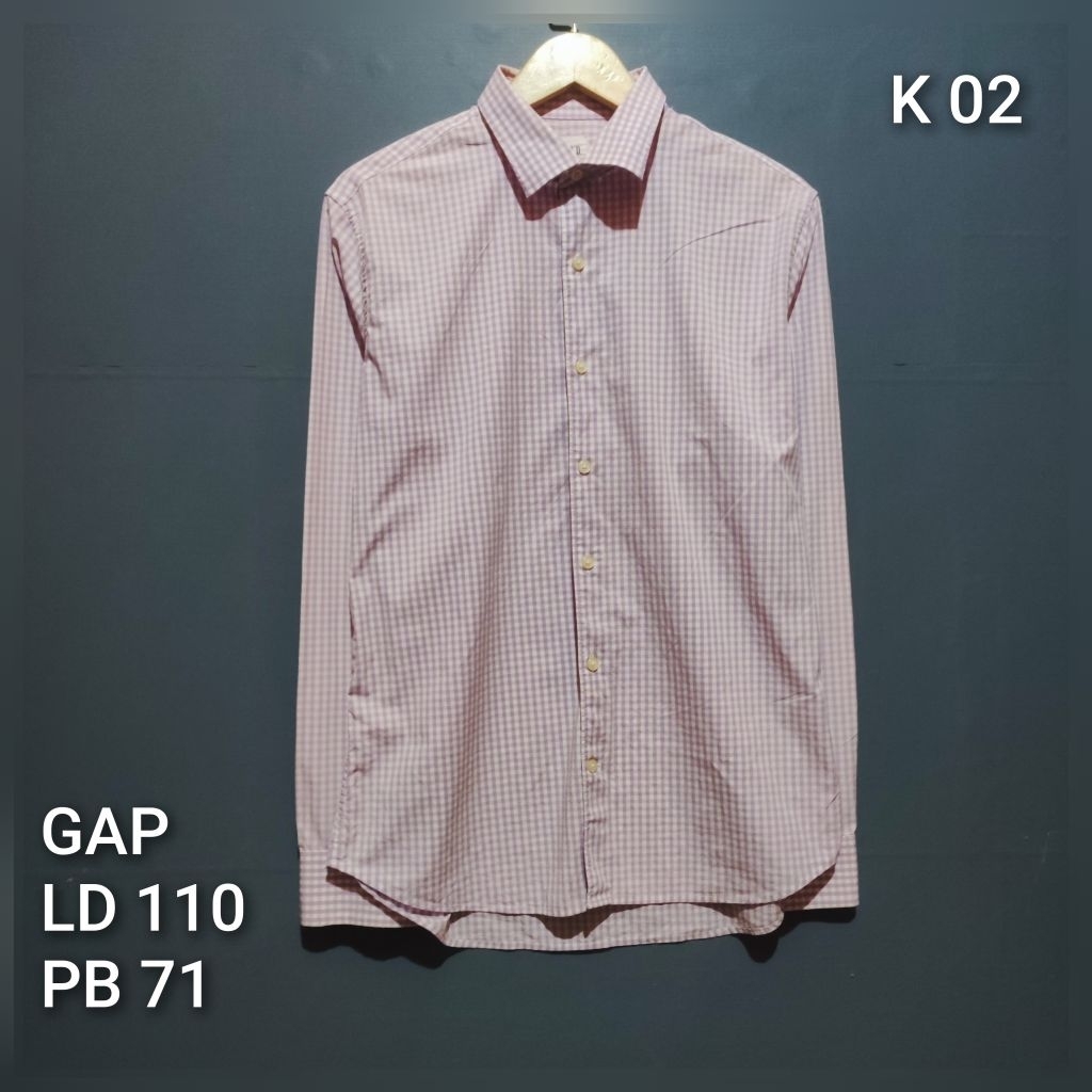 Kemeja kotak lengan panjang warna lilac second brand GAP| kemeja vintage bekas pakai