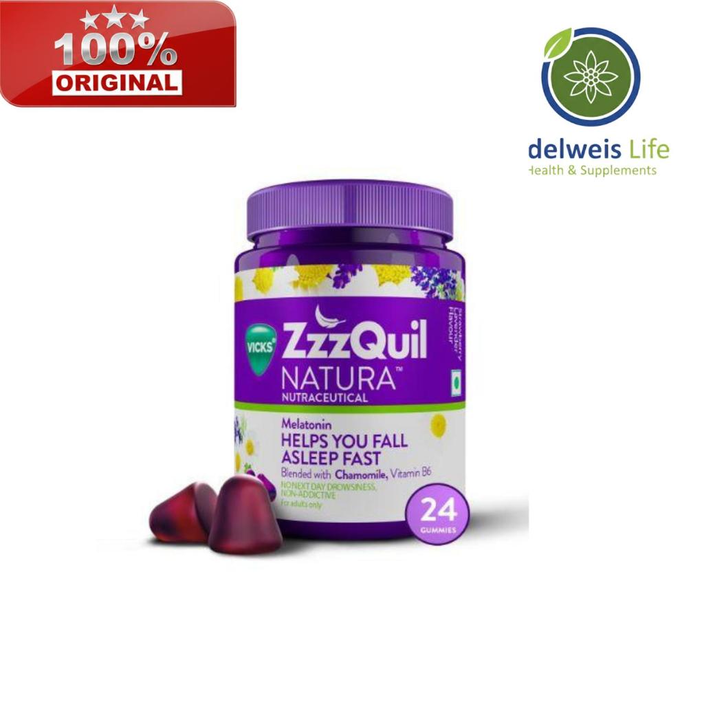 Vicks ZzzQuil Natura, Melatonin Non-Addictive Sleep Gummy Tidur nyaman
