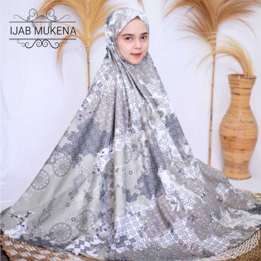 Mukena Resleting Wanita Dewasa Traveling Mini Katun Motif