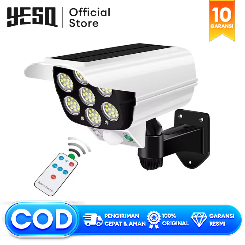 YESQ lampu solar Cell model cctv dengan remote ,lampu dinding model cctv tenaga surya 77 led