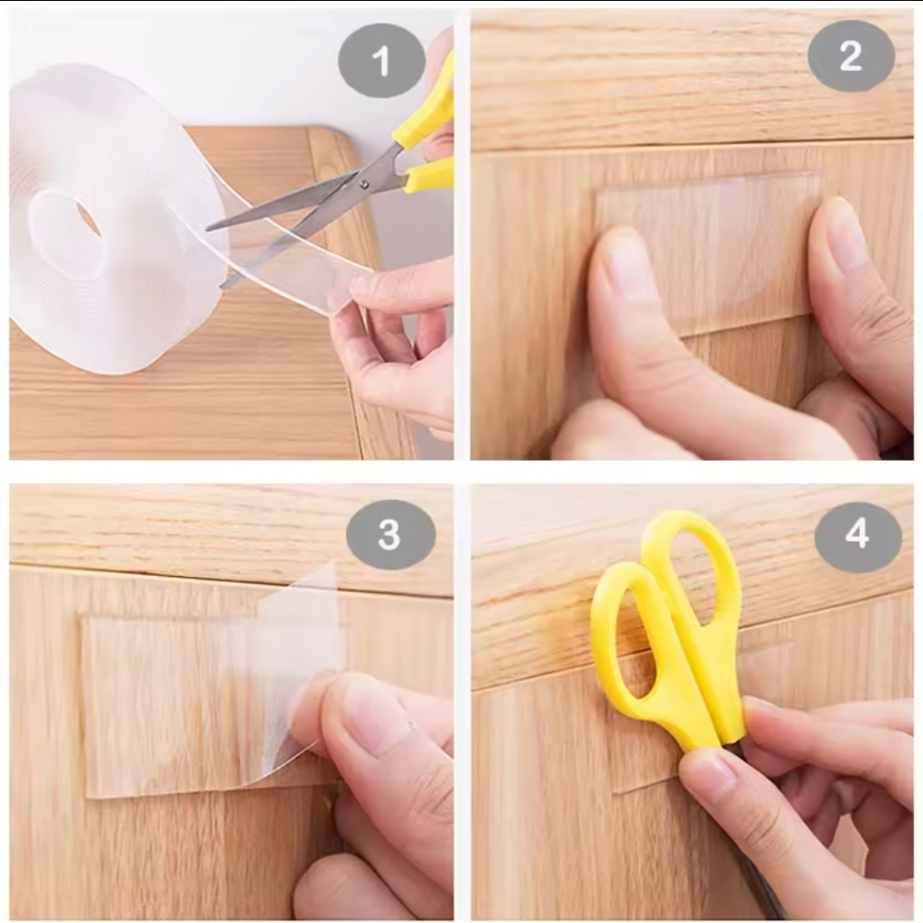 Double Tape Nano Perekat Transparant 3/5/10 Meter Lakban Bening Double Tape Perekat