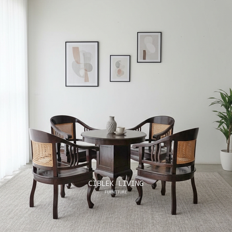 Set Kursi Lenong Betawi Jati Rotan / Kursi Teras Kursi Tamu Vintage Lenong Batavia