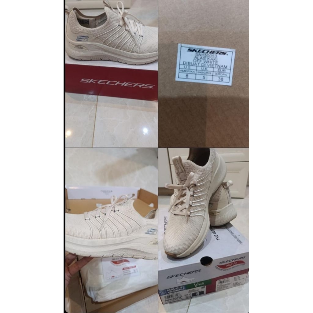 SEPATU SKECHERS WOMEN SECOND ORI MADE VIETNAM . OFF WHITE. ARCH FIT 2.0 NEW RHYTHM
