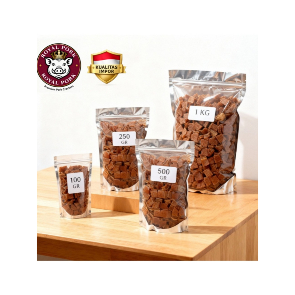 RY-1K KERUPUK KULIT BABI IMPORT EROPA MENTAH SIAP GORENG