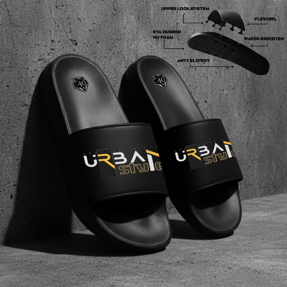 Sandal Slop Pria URBAN STYLE / Sandal Selop Pria Distro / Sandal Kekinian / Sandal Slop Tanpa Lem
