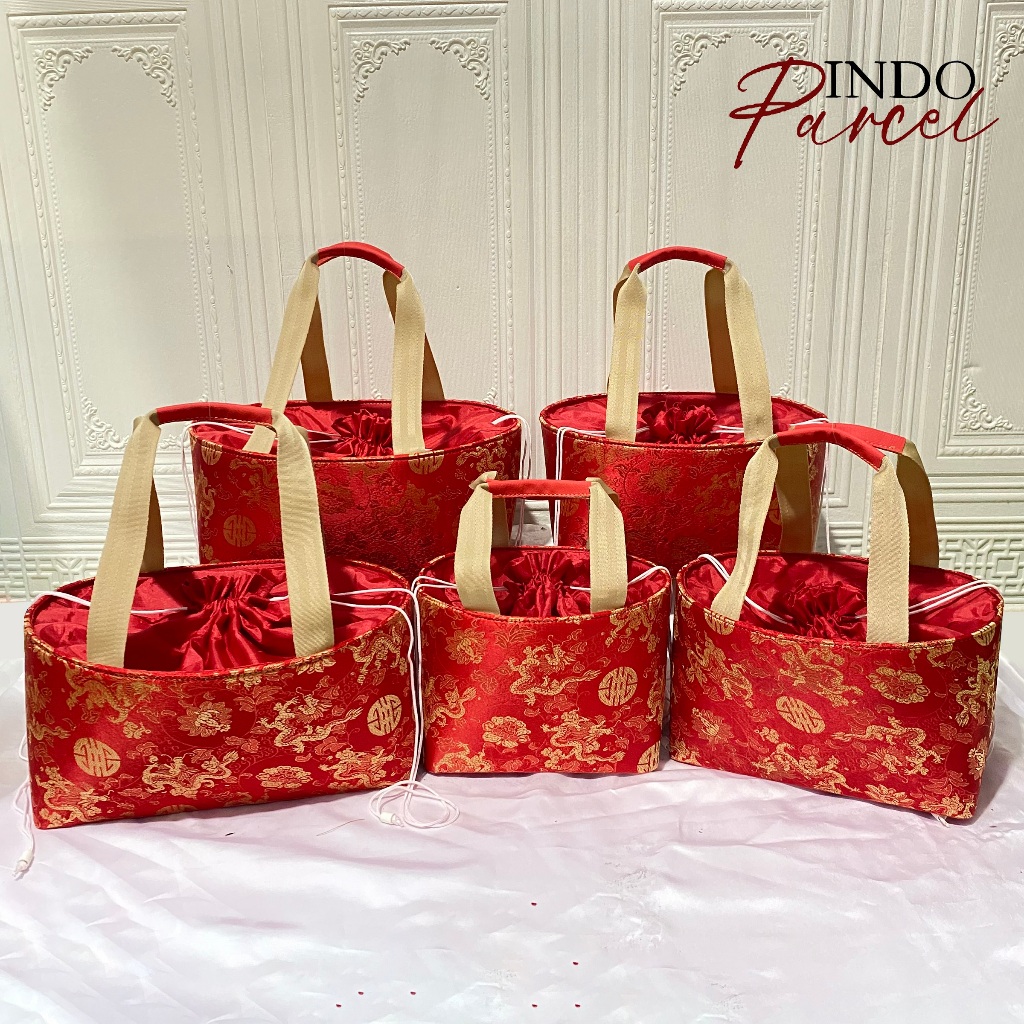 INDOPARCEL - Tas Parcel Baki Cheongsam Goodie Bag Imlek Hampers Cheongsam Tas Hampers CNY
