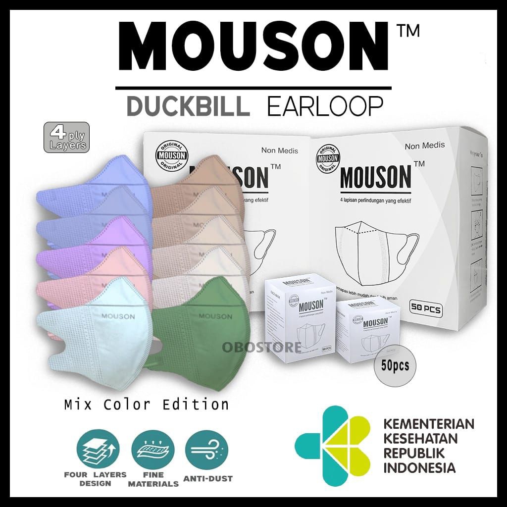 Masker Mouson Duckbill Earloop Mix Masker Mouson Mix 4 ply 50 Pcs