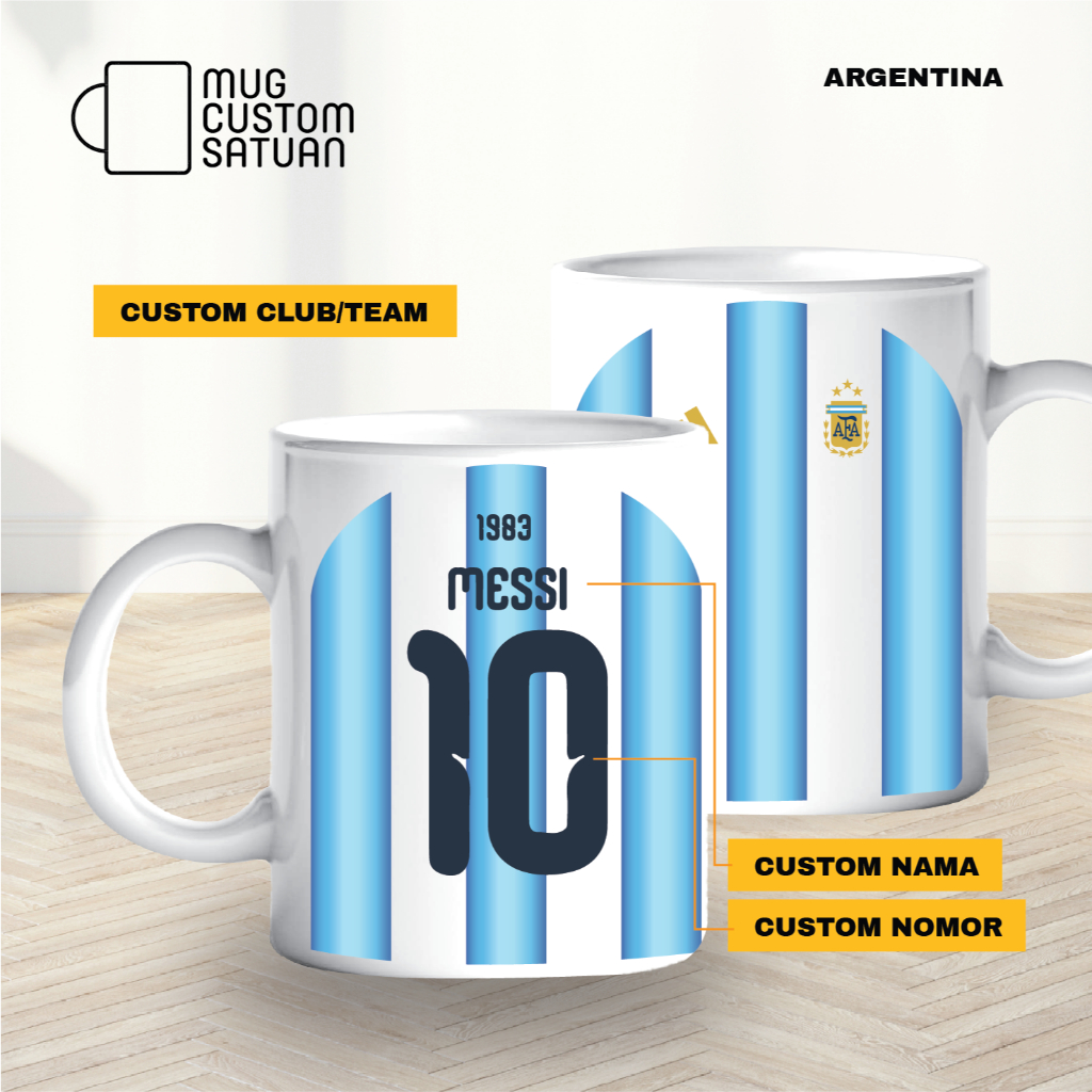 Mug Argentina / mug custom sablon satuan / mug kado/ mug custom kado
