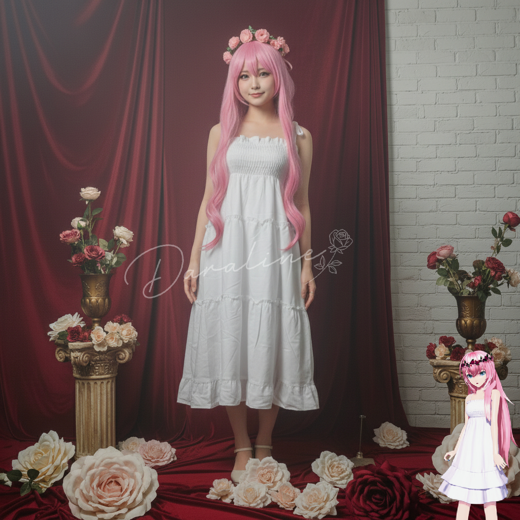 Kostum Cosplay Megurine Luka Vocaloid White Dress High Quality