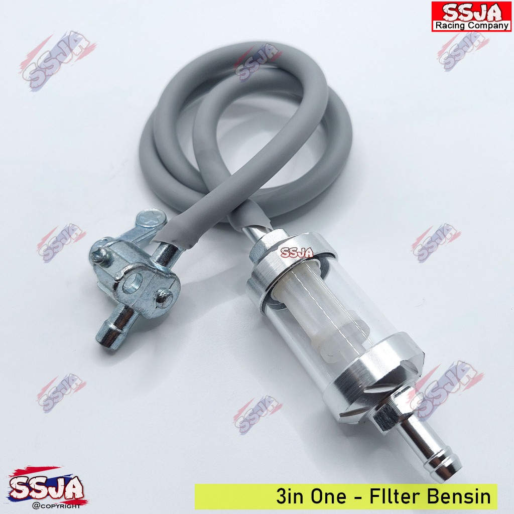 PAKET Selang Bensin  + Filter Saringan Bensin + Kran Bensin Chrome Untuk Semua Motor