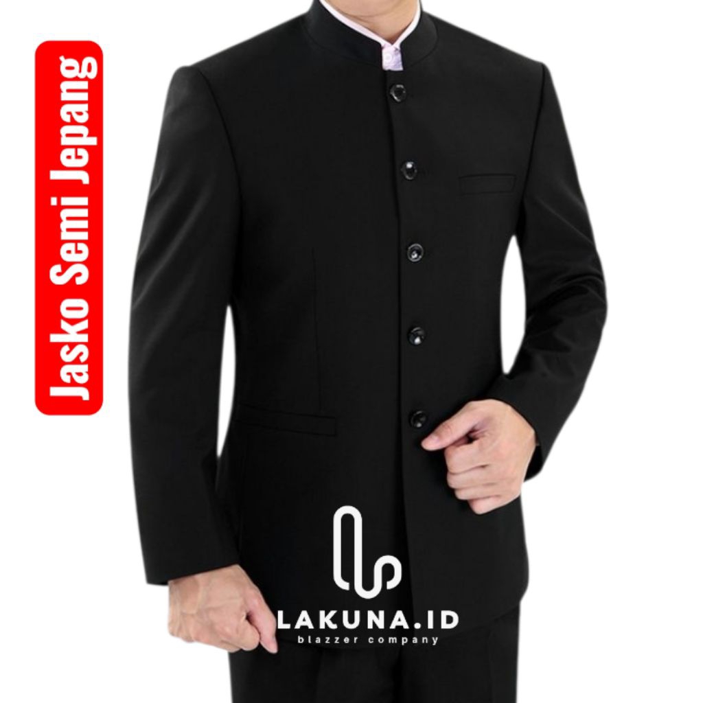 Lakuna.id-Jasko Pria Dewasa Polos Kerah Mandarin Premium Formal Elegant Anti Kusut