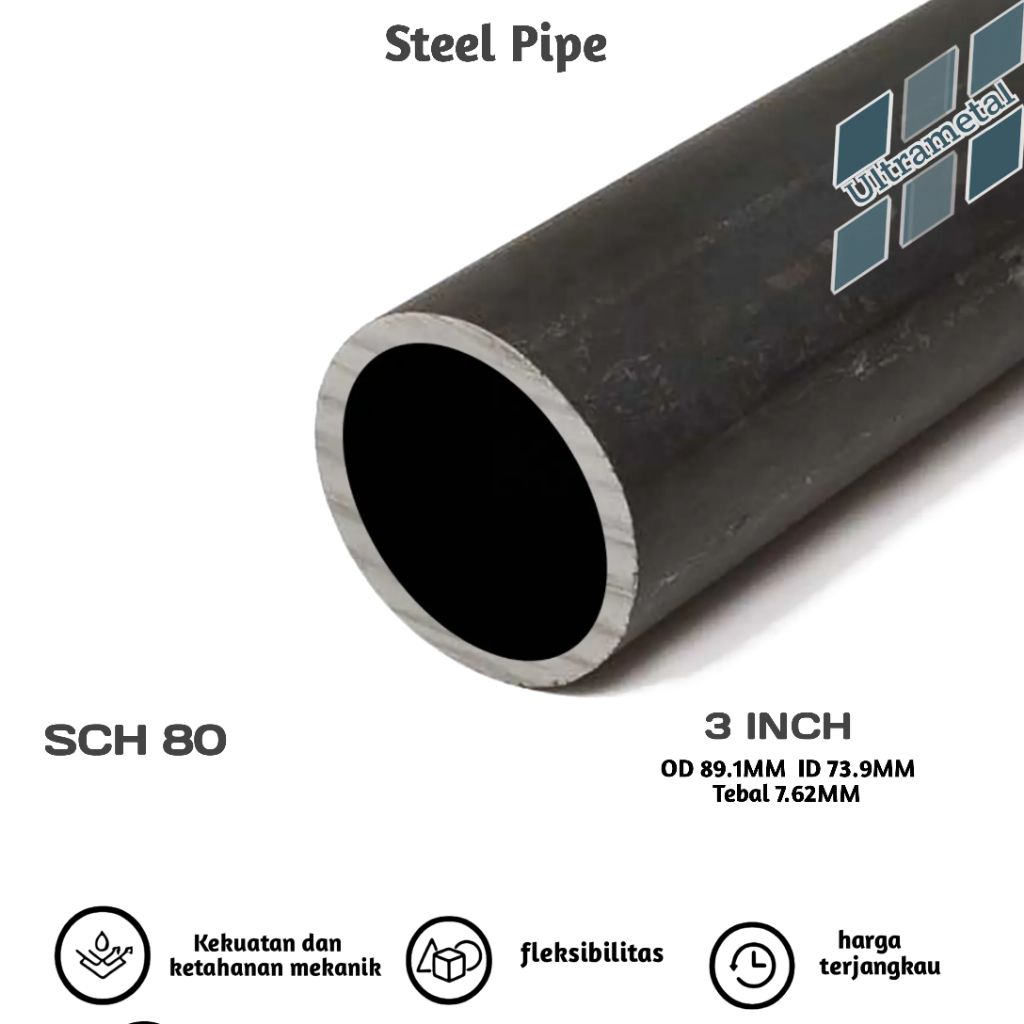 PIPA BESI SCH 80 3 INCH | PIPA BESI SEAMLESS PER 1CM