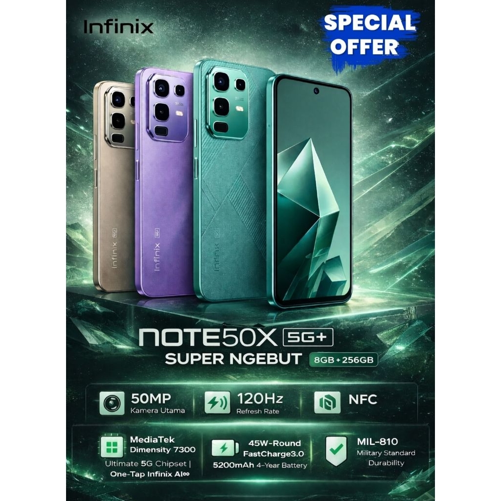 Infinix Note50x 5G+ (8GB + 256GB) (DiskonKilat)