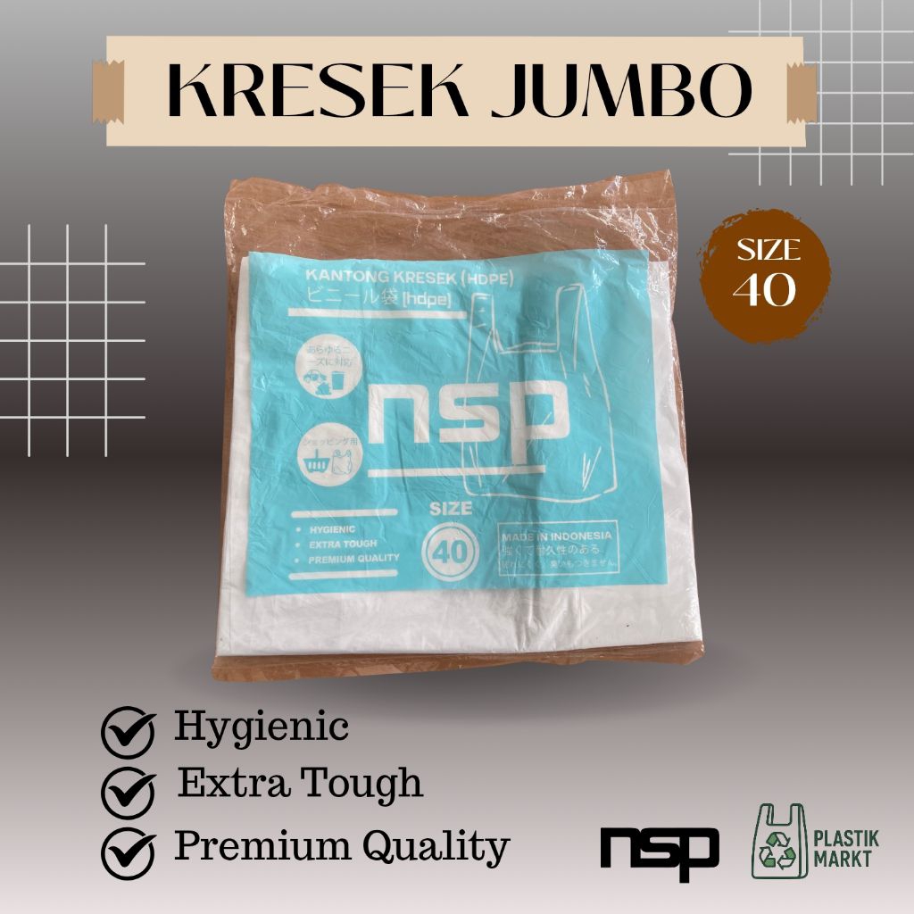 Kantong Kresek Jumbo Putih Susu NSP Ukuran 40 Isi 40 pcs