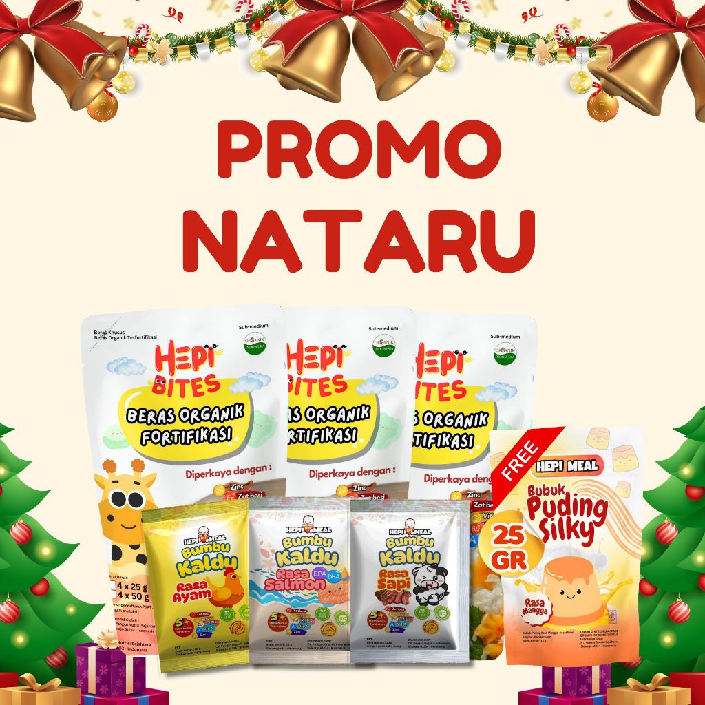 Hepi Meal PROMO TAHUN BARU Beli 3 Beras Organik Fortifikasi free bumbu kaldu dan FREE puding silky 2