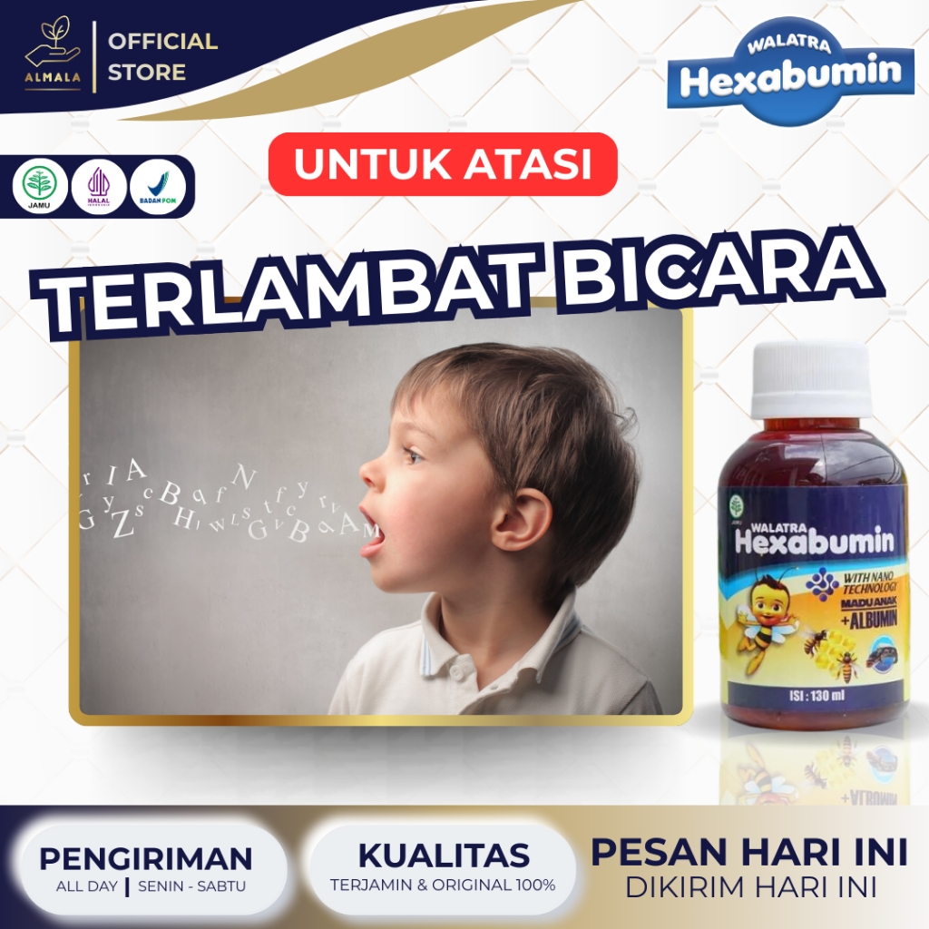 Obat Anak Terlambat Bicara, Otak Cerdas, Pelancar Anak Bicara, Cepat Bicara -  Hexabumin ASLI