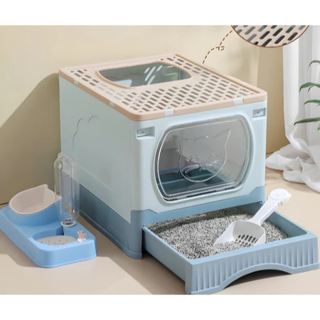 Cat Litter Box tertutup besar Bak Pasir Kucing Portabel /Litter Box Tertutup Anti Bau Cat Litter Box