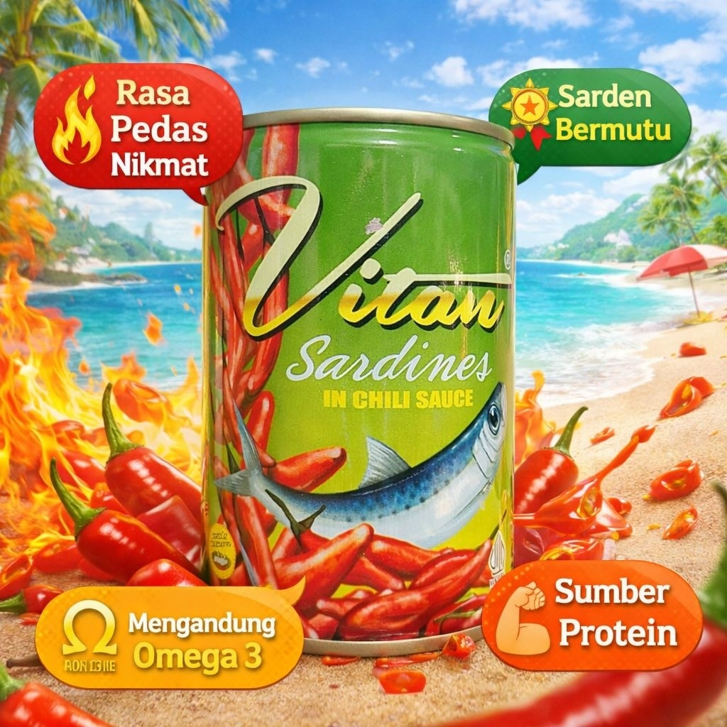 Sarden Vitan Pedas Isi 425 gram