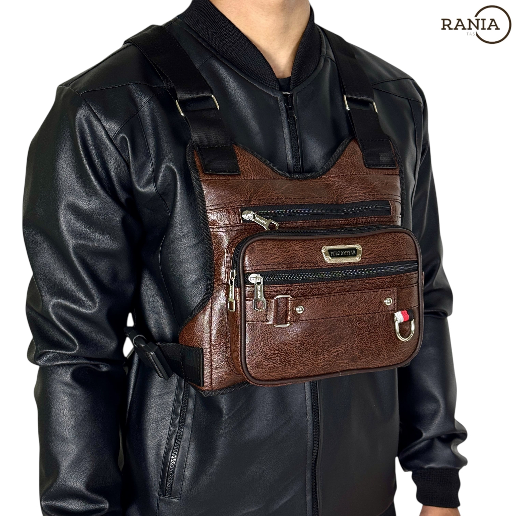 Tas Dada Pria Chestbag Tas Rompi Tactical PU LETHER