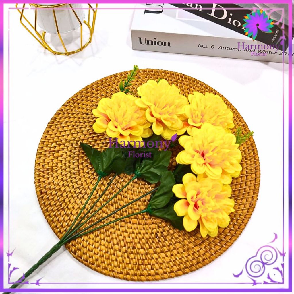 Bunga Krisan Import X5 Bouquet/Bunga Hias Dekorasi/Bunga Grosir/Bunga Dekorasi (NK-327)