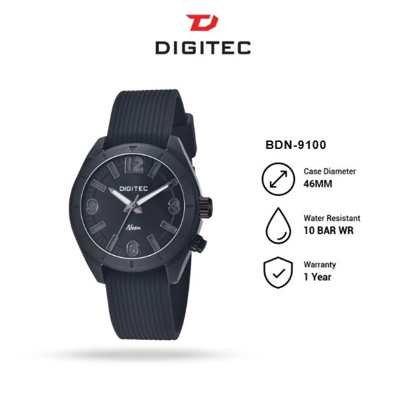 Jam Tangan Wanita Digitec Analog Neon Original Rubber 9100 Cewek Tali Karet Premium
