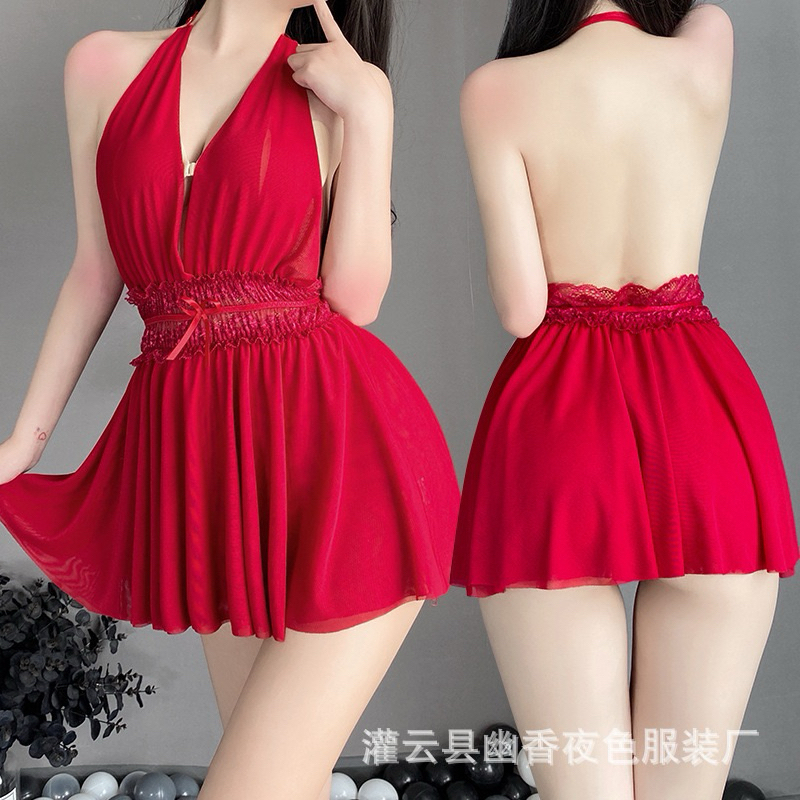 [SDW] pekanbaru/Lingerie Set Daster Pakaian Wanita Baju Tidur Night Dress Halter Neck Sweet 051 811