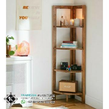 Rak Sudut, Rak Hias Jati, Rak Pajangan, Lemari Sudut Jati, Rak Jati