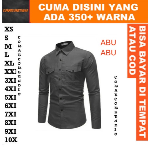 READY STOCK REALPIC GRAYWOLF CORATCORETUDIO Hem Cowok Kemeja Pria Jumbo Big Size Lengan Panjang Polo