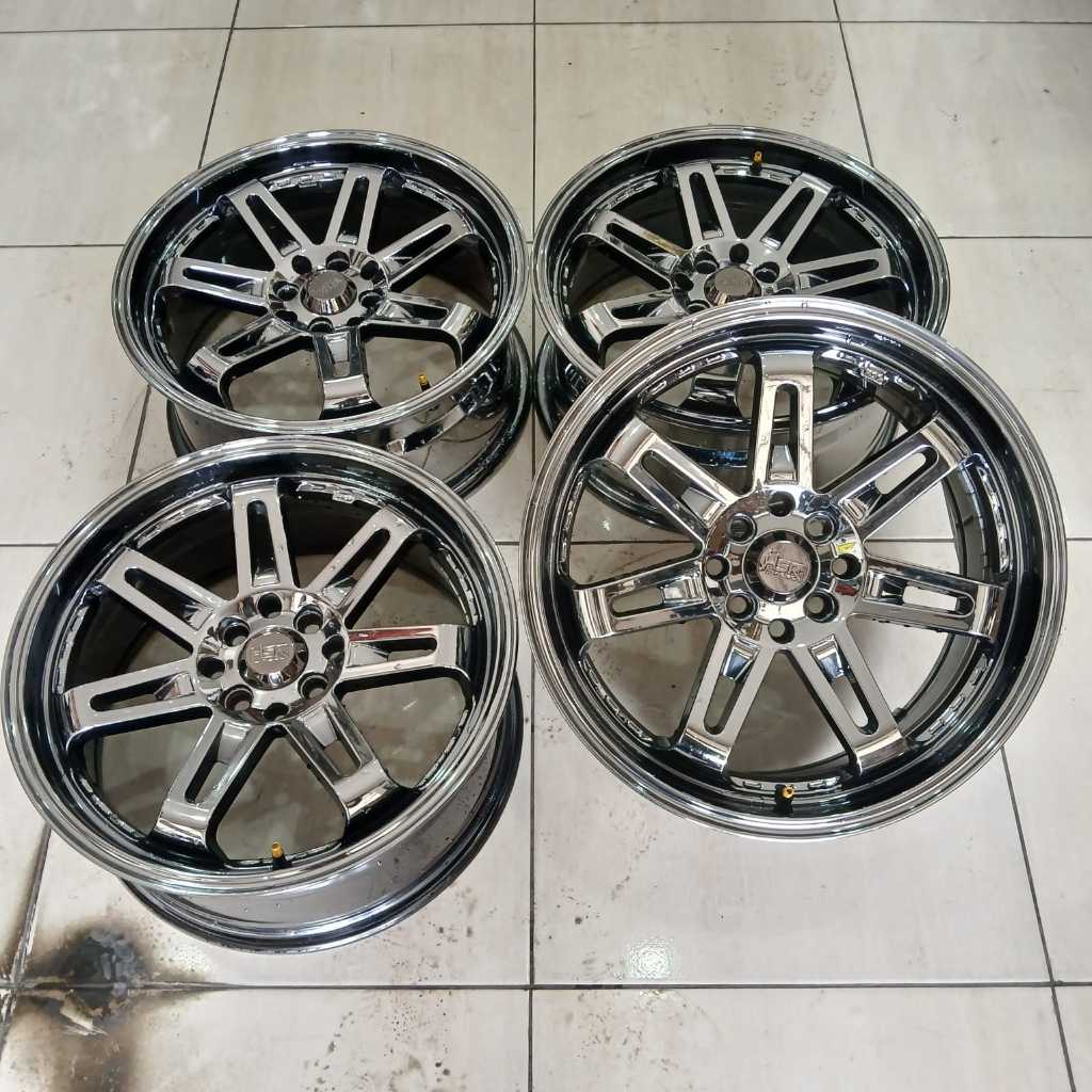 Velg Mobil Bekas Ring 17 HSR DAIMON Pcd 4x100/4x114 Murah R17 Lebar 7,5 h8x100-114 BLACK CHROME