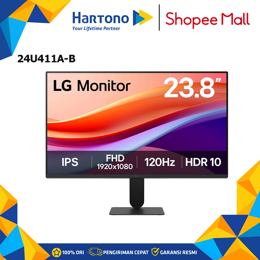 LG 23.8 Inch IPS Full HD 120Hz Monitor with 4-side virtually borderless design, sRGB 99% 24U411A-B_G