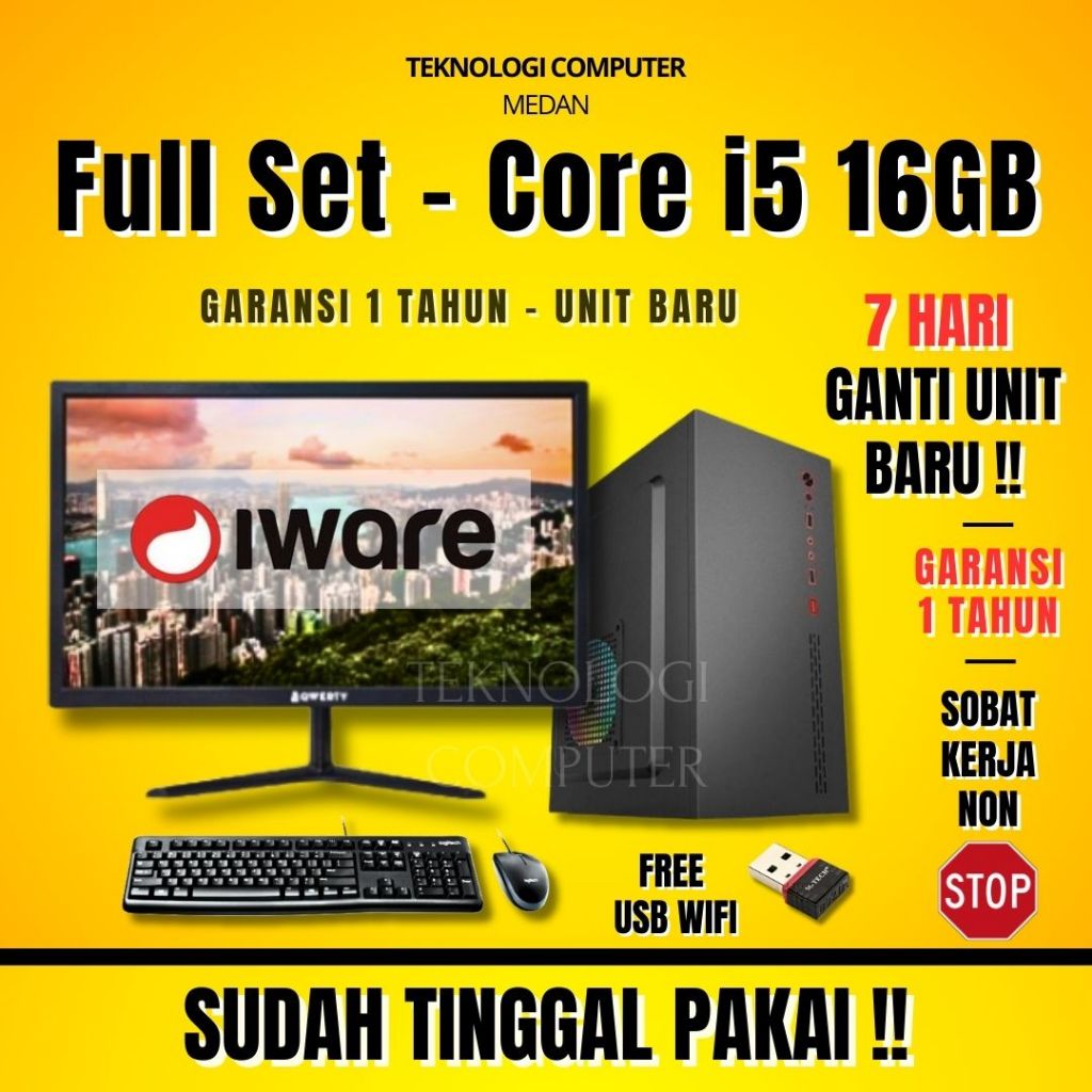 Core i5 | Full Set 19"| Komputer Kantor Admin Sekolah | CPU PC Rakitan