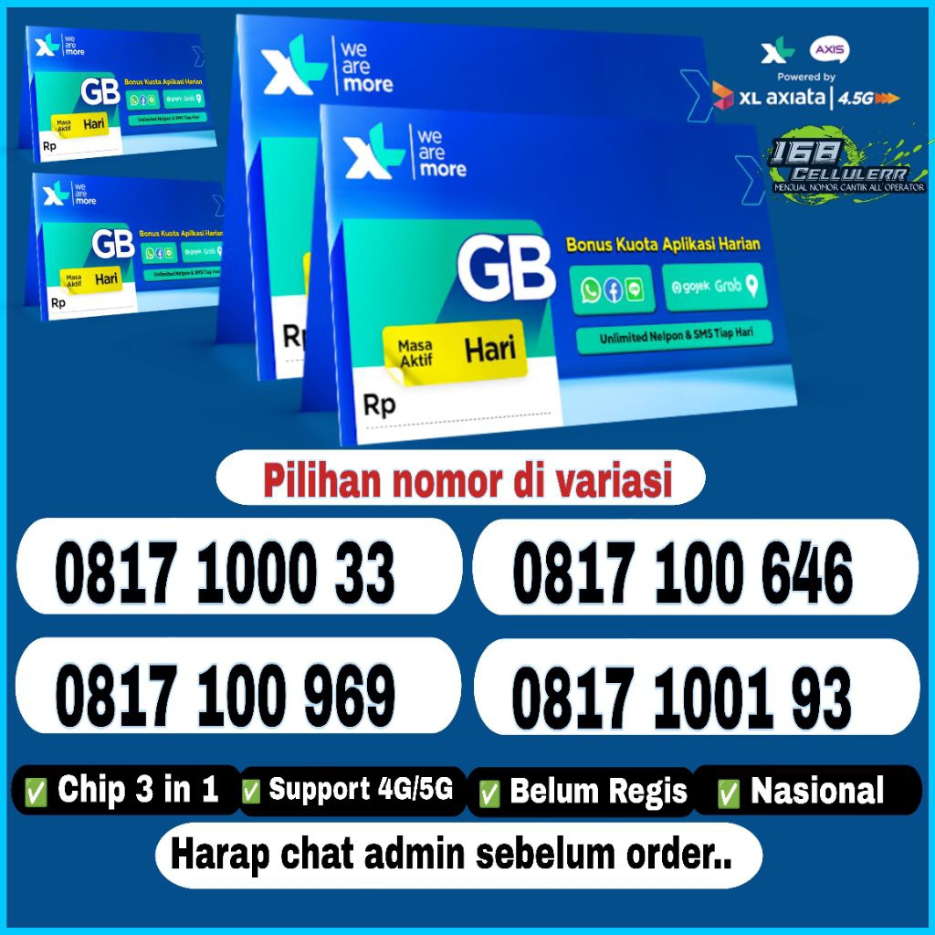 NOMOR CANTIK XL AXIATA 4GLTE F.8 SERI TRIPLE RAPIH 10 DIGIT