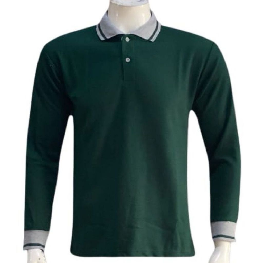 Kaos kerah polo warna army lengan panjang
