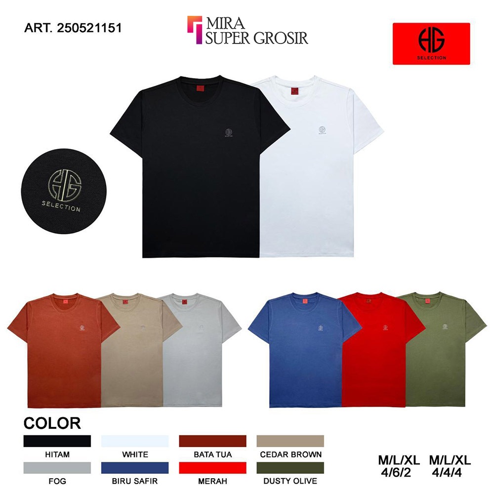 HUGO Selection T-Shirt Pria Kaos Polos Laki Laki Dewasa Kaus Cowok Oblong Lengan Pendek Bahan Spande