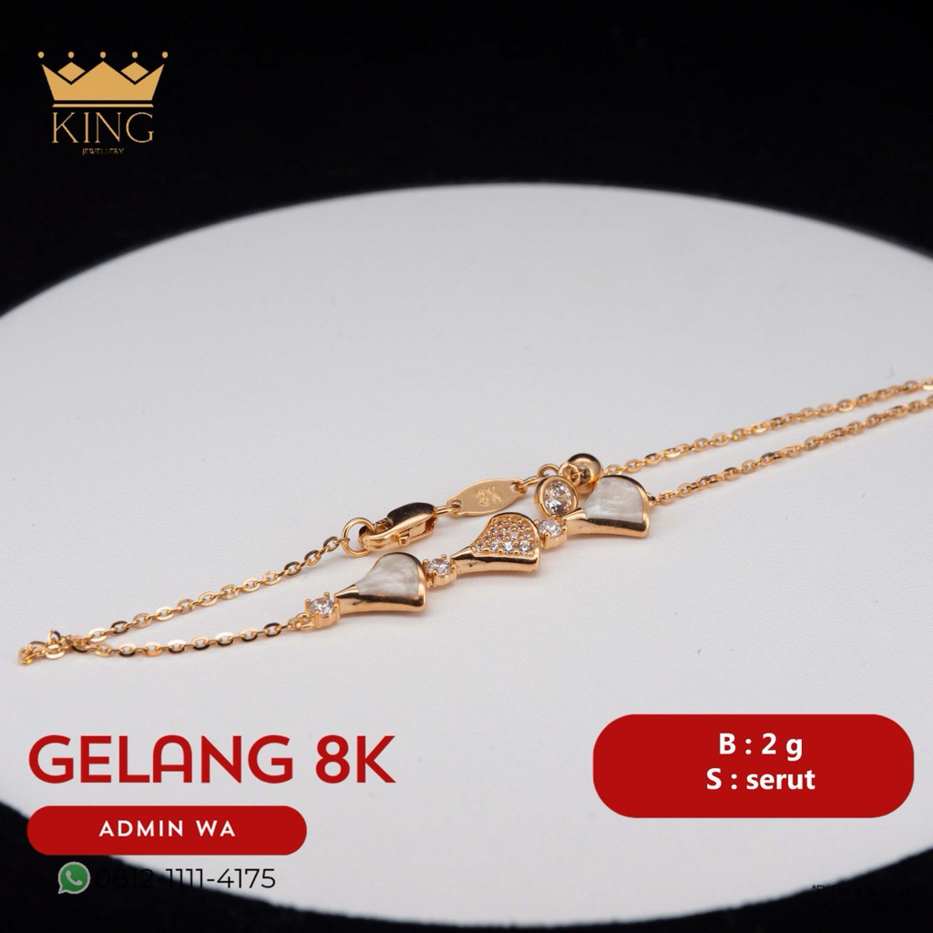 Gelang emas kadar 8k model fashion serut 2 gram