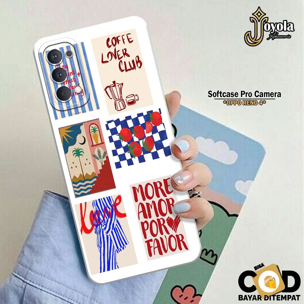 JOYOLA Case OPPO RENO 4 - Fashion Case Aesthetic - Softcase OPPO RENO 4 - Pro Camera - Casing OPPO R