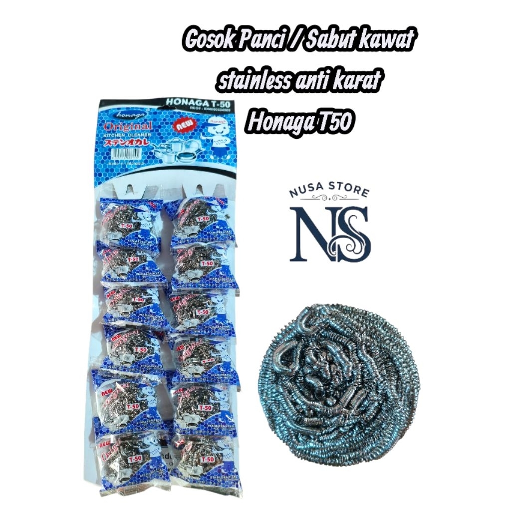 HONAGA T-50 GOSOK PANCI KAWAT / STAINLESS ANTI KARAT / SABUT CUCI PIRING KAWAT BESI STAINLESS