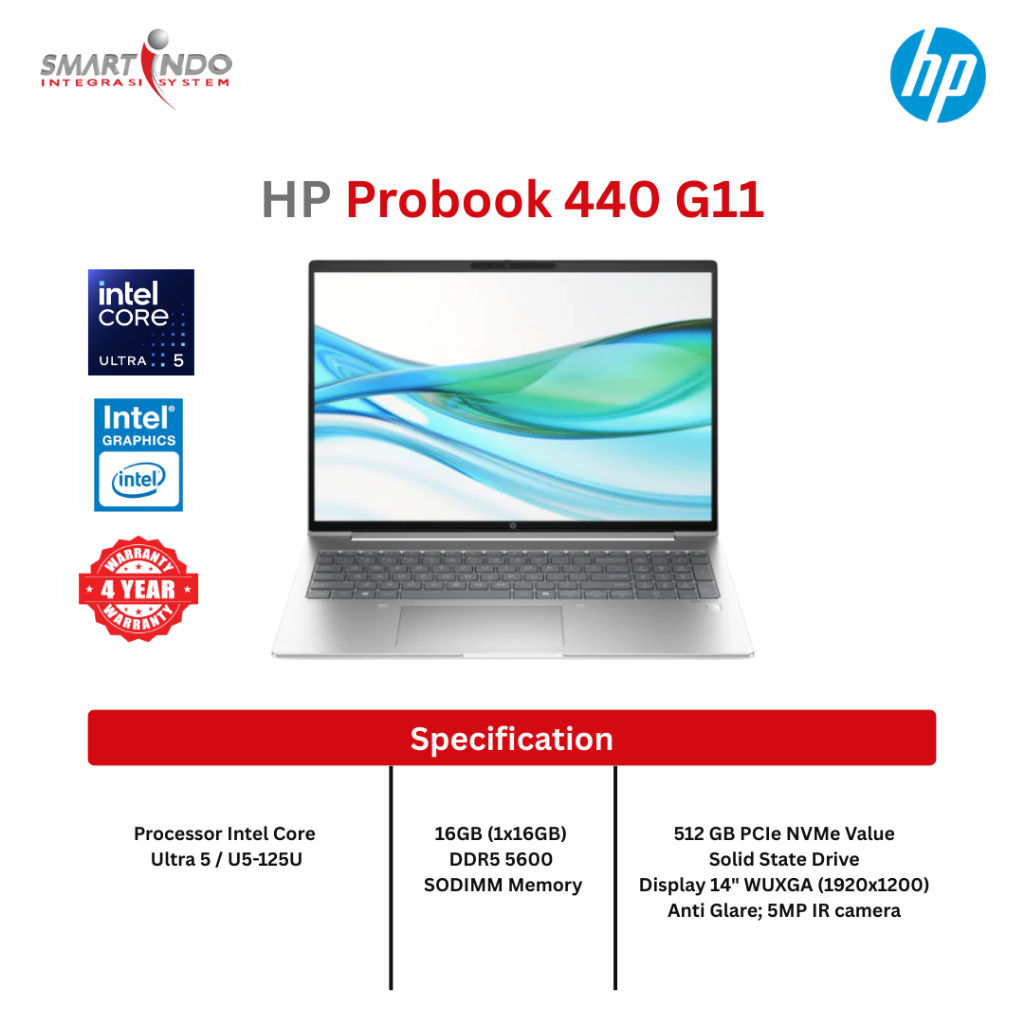 HP Probook 440 G11 8Z4M8AV (Intel Core Ultra 5/U5-125U,14" WUXGA,16GB,512GB SSD,4 years + ADP ( U86D